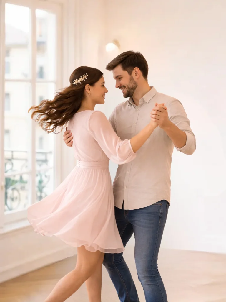 Couple cours de danse d'ouverture de bal de mariage